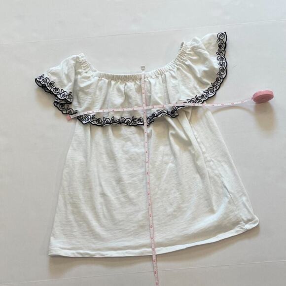 J. Crew Cotton Floral Embroidered Off the Shoulder Top/Blouse White, Black, S - Picture 9 of 11
